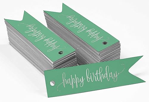 Miniatura 153 de Etiquetas de papel para colgar con texto en inglés «Happy Birthday», 100 unidades Azul,Aqua Blue,Negro -,azul, cerceta (Dark Teal Blue),Rosa