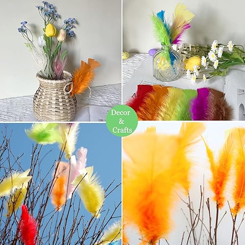 Miniatura 6 de 100 plumas planas de pavo naranja de 4 a 6 pulgadas, plumas esponjosas para manualidades, máscaras, sombreros, decoración de atrapasueños,