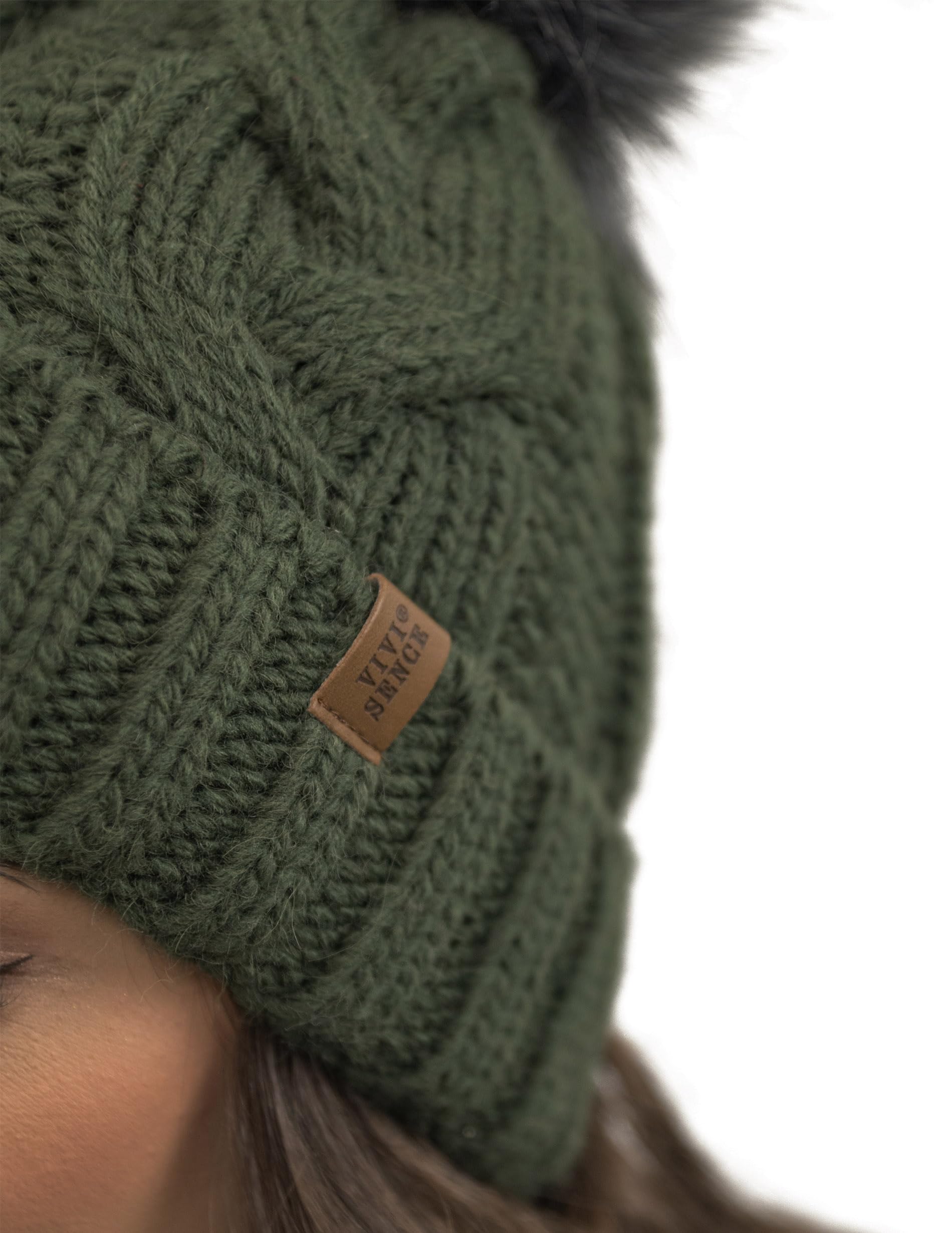 VIVISENCE Wintermütze Mit Bommel Damen Warmes Ideal Für Kalte Wintertage 7014