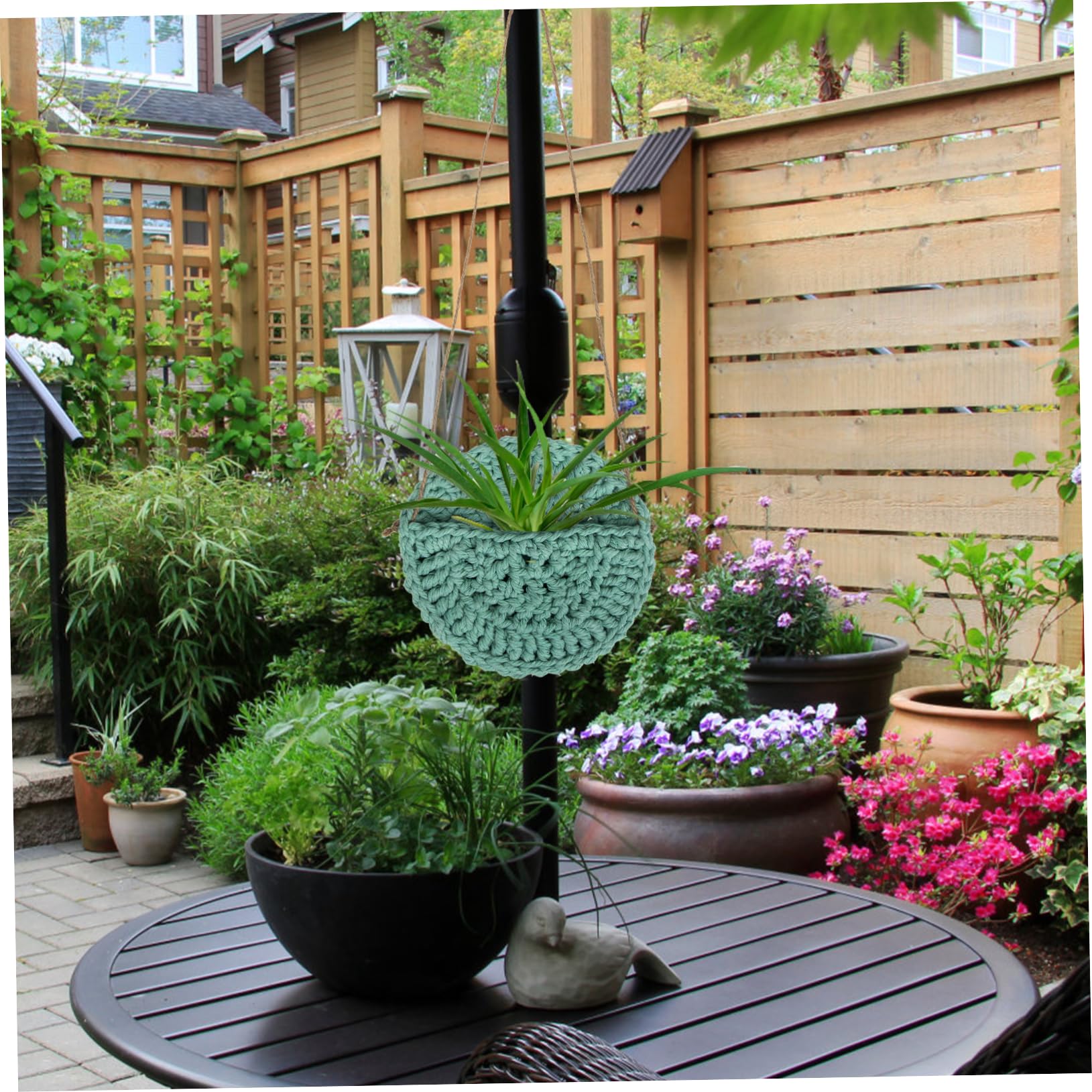 TOYANDONA 3 Pezzi Cesto decorativo in stile nordico parete estetico appendiabiti per piante macramè sospeso gancio all'uncinetto appendini per fiori per esterno cotone Verde chiaro
