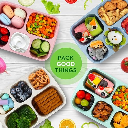 Miniatura 2 de Bento - Loncheras reutilizables con 5 compartimentos, contenedores para alimentos para adultos, para la escuela, el trabajo y los viajes, juego de 4