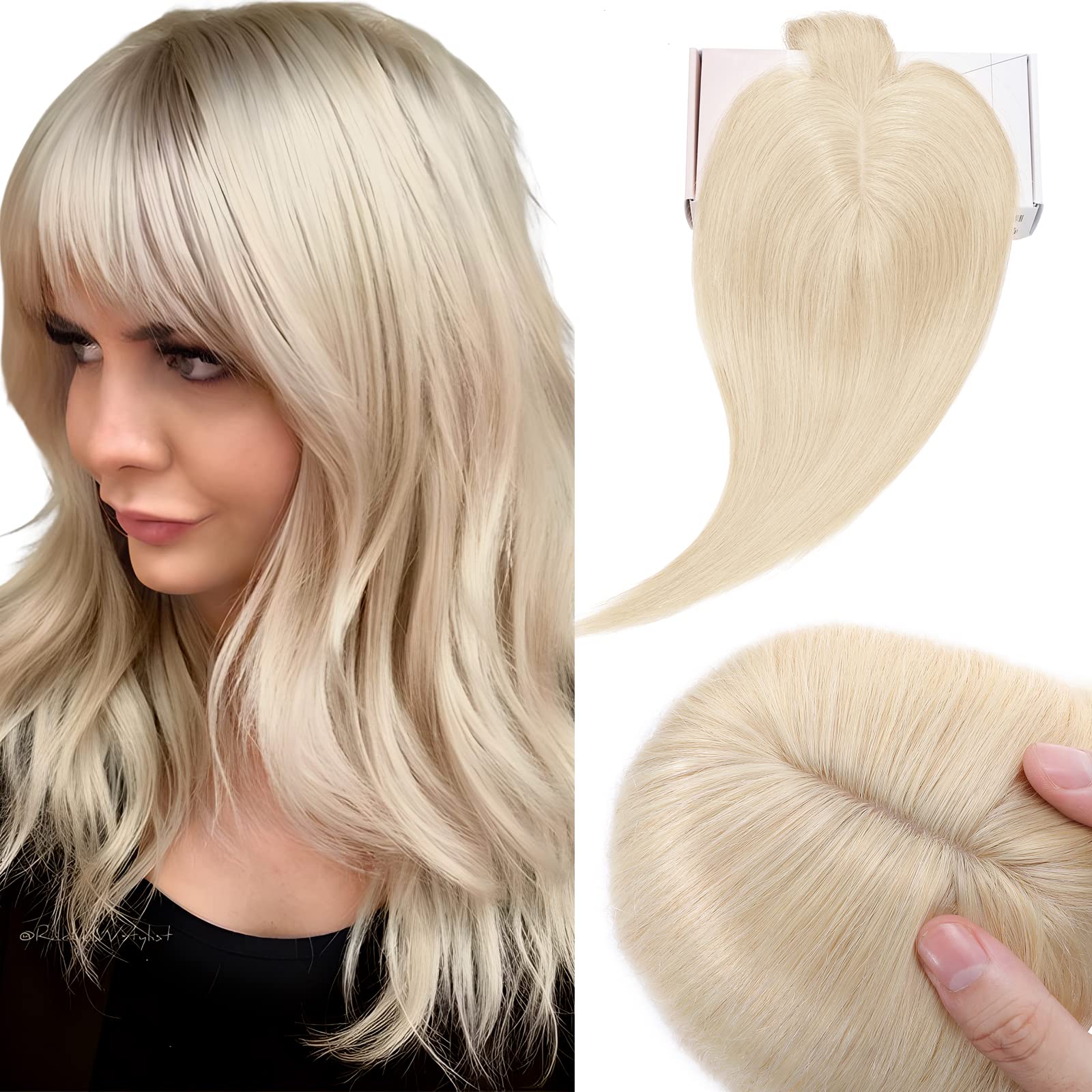 Human Hair Topper 5.1x2.8 Silk Base Clip-In for Thinning Hair 12 Inch Amazon.com : Meiverah Hair Toppers Clip in Human Hair Pieces  main image 2