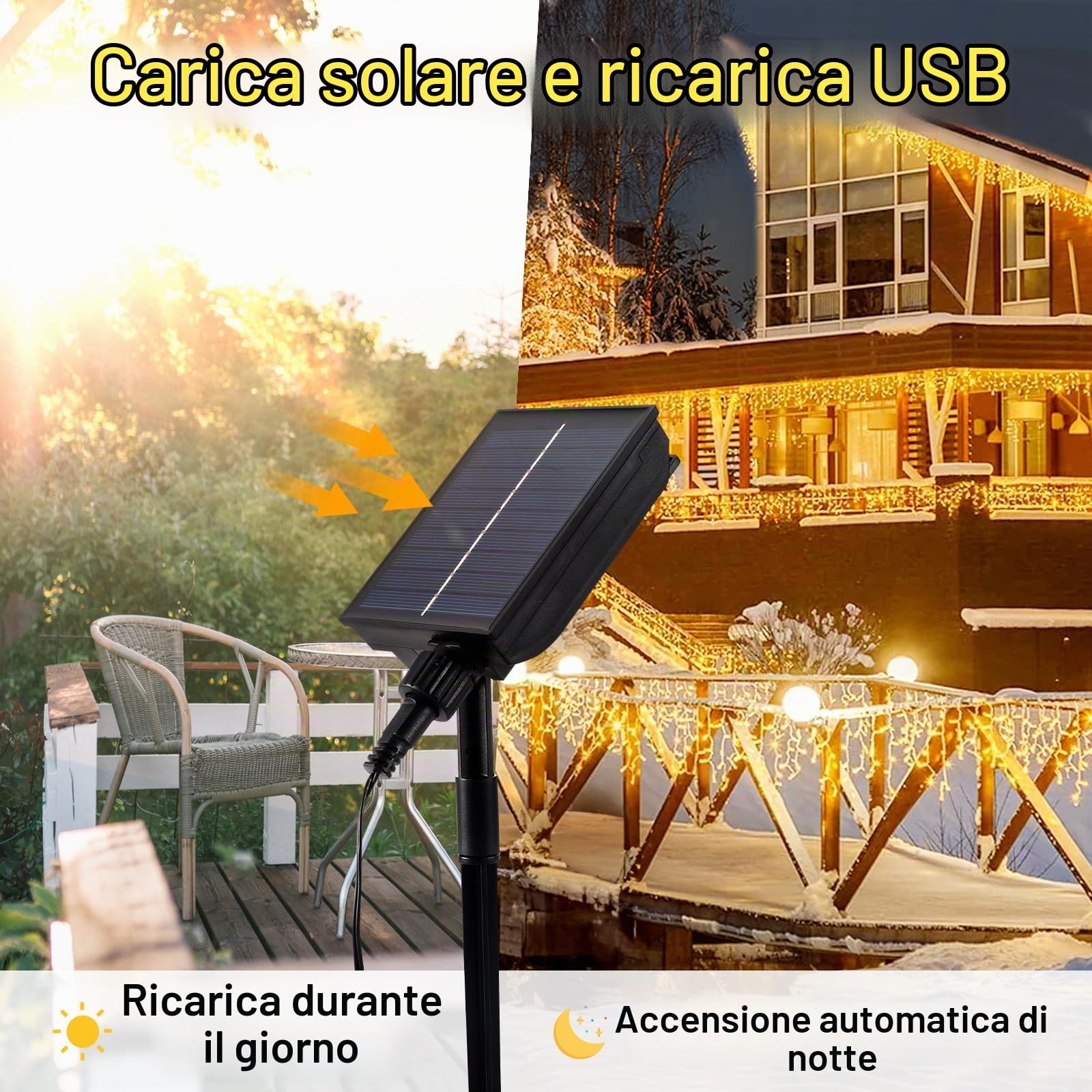 Solare Luci Natale Esterno Cascata 10M 336LEDs Tenda Luminosa Esterno Luci Cascata Catene Impermeabile con 8 Modalità Telecomando Natale Ghiaccioli Luminosa per Finestra Balcone[bianco caldo]