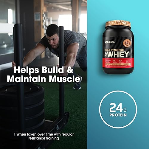 Miniatura 5 de Optimum Nutrition Gold Standard 100% proteína de suero en polvo, rollo de canela, 2 libras (el embalaje puede variar)