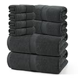 Luxury 100% Cotton 8 Piece Bath Towel Sets, 2 Bath Sheets (35x70 in), 2 Hand, 4 Washcloths, Super Absorbent & Quick-Dry Shower Towel for Bathroom Spa Gym Hotel Yoga - Grey