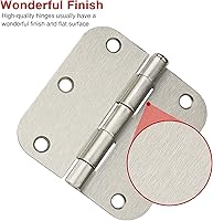 Vista 3 de Paquete de 42 bisagras redondeadas de 5/8 de pulgada, de hierro plano, herrajes de metal pesado para puertas, decoración de dormitorio, oficina