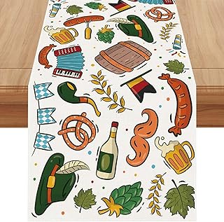 Jiudungs Oktoberfest Table Runner - 72 Inches Long Bavarian Tablecloth for German Oktoberfest and Beer Party Decorations