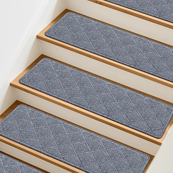 TranquilMoments Stair Treads Non-Slip for Wooden Steps, 15Pack - 8" x 30" Edging Stair Runner Indoor for Kids Elders & Pets, Washable Carpet Stair Treads with Peel & Stick Reusable TPE Backing, Grey