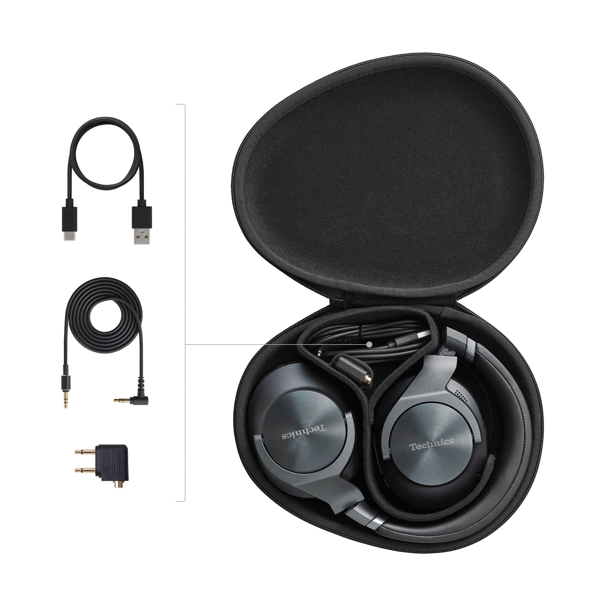 Technics EAH-A800E-K Bluetooth Kopfhörer, Over-Ear mit Noise Cancelling und Mikrofon, ergonomisches Design, einfache Verbindung, Schwarz