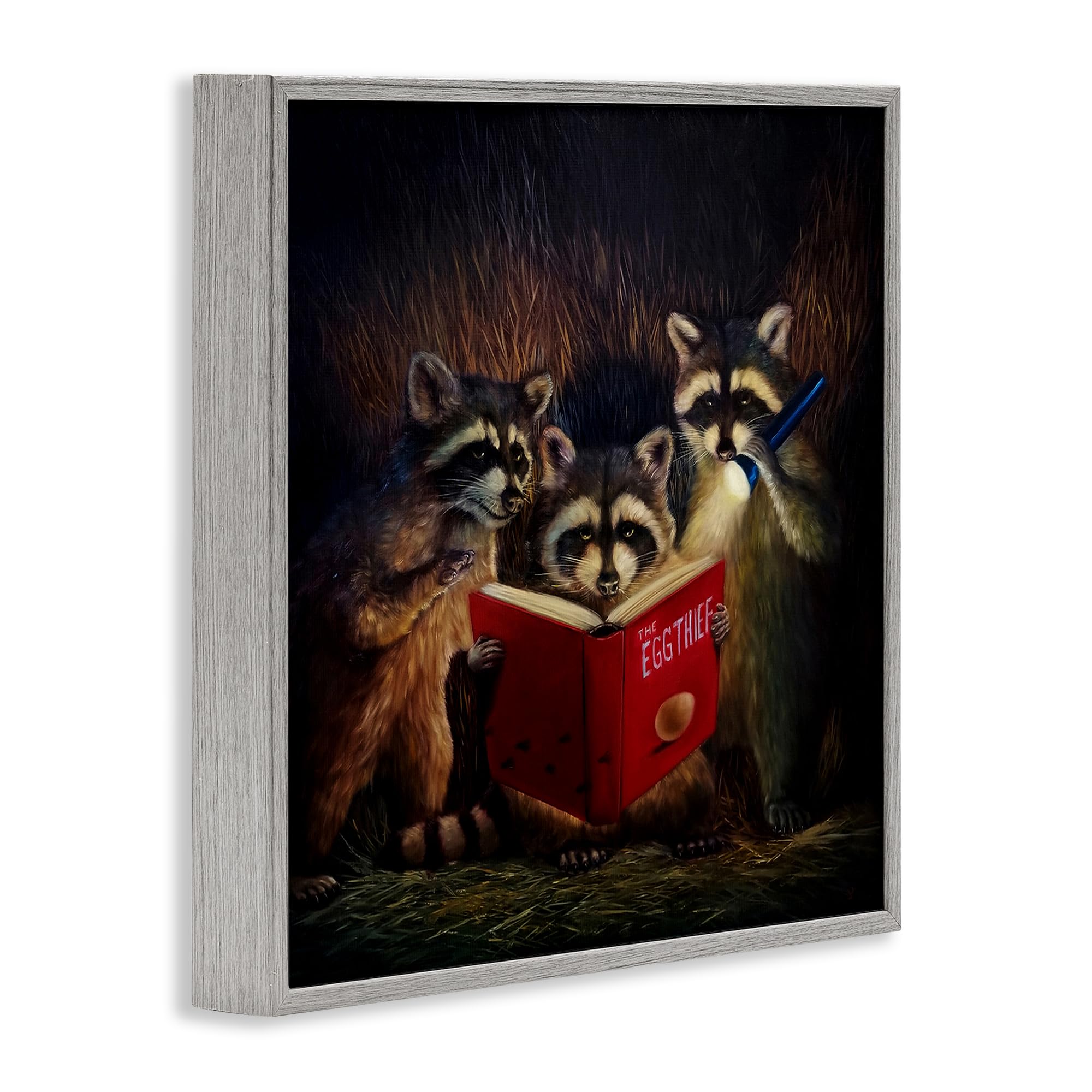 Amazon.com: Stupell Industries 'Fun Raccoon Trio Reading Book