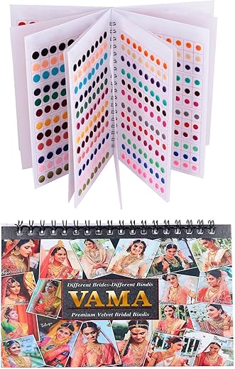 VAMA FASHIONS Plain Round Red Maroon Multicolour Kumkum Bindis sticker Bindiya Spiral Bride Groom Dulhan bindi book for women