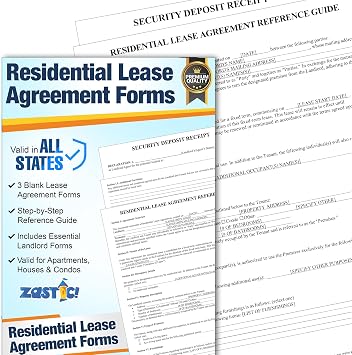 Comprehensive Residential Lease Agreement Forms Includes 3 Blank Rental Forms & Reference Guide - Residential Rental Lease Agreements Forms for Rental Property Owners