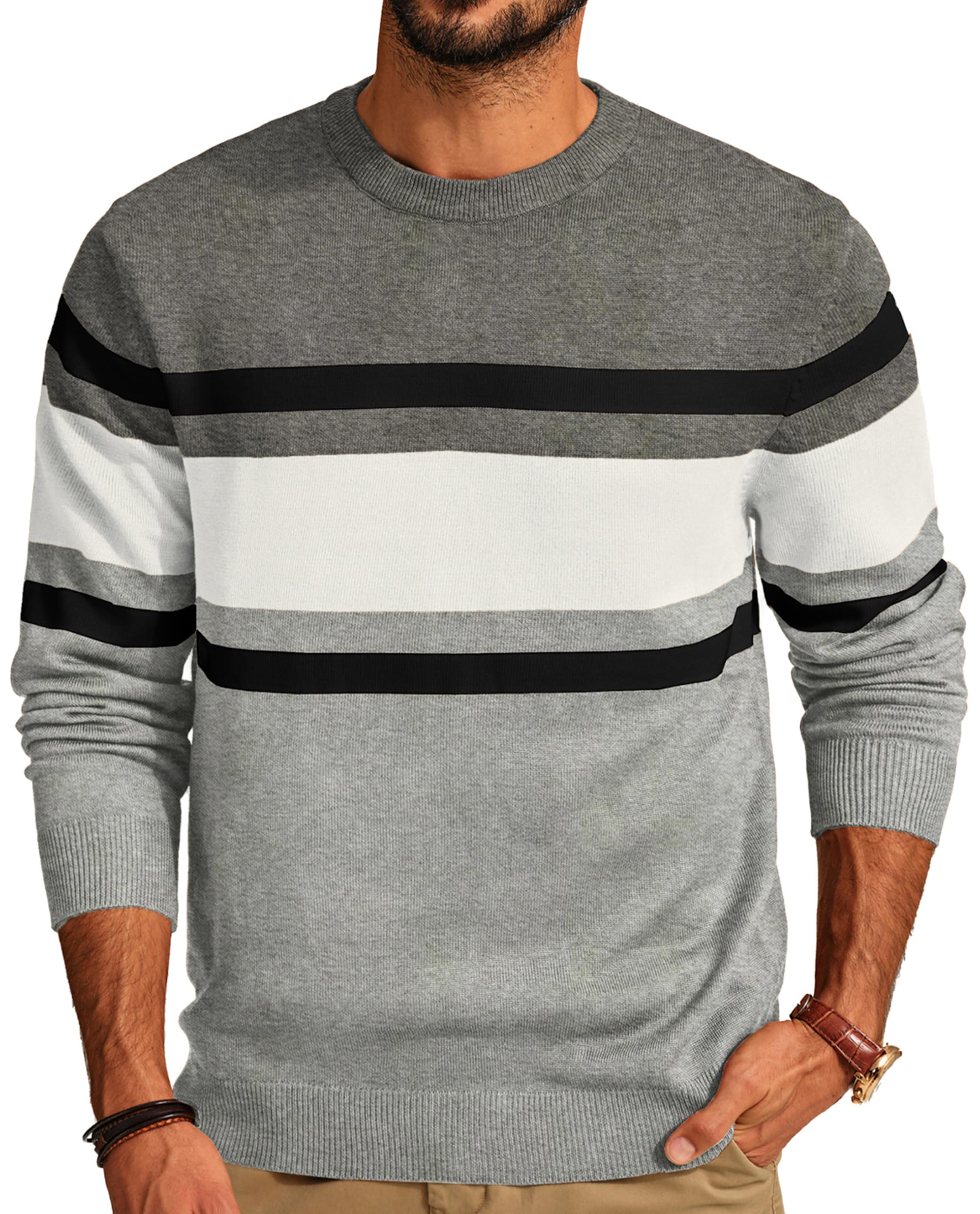 PJ PAUL JONES Striped Crewneck