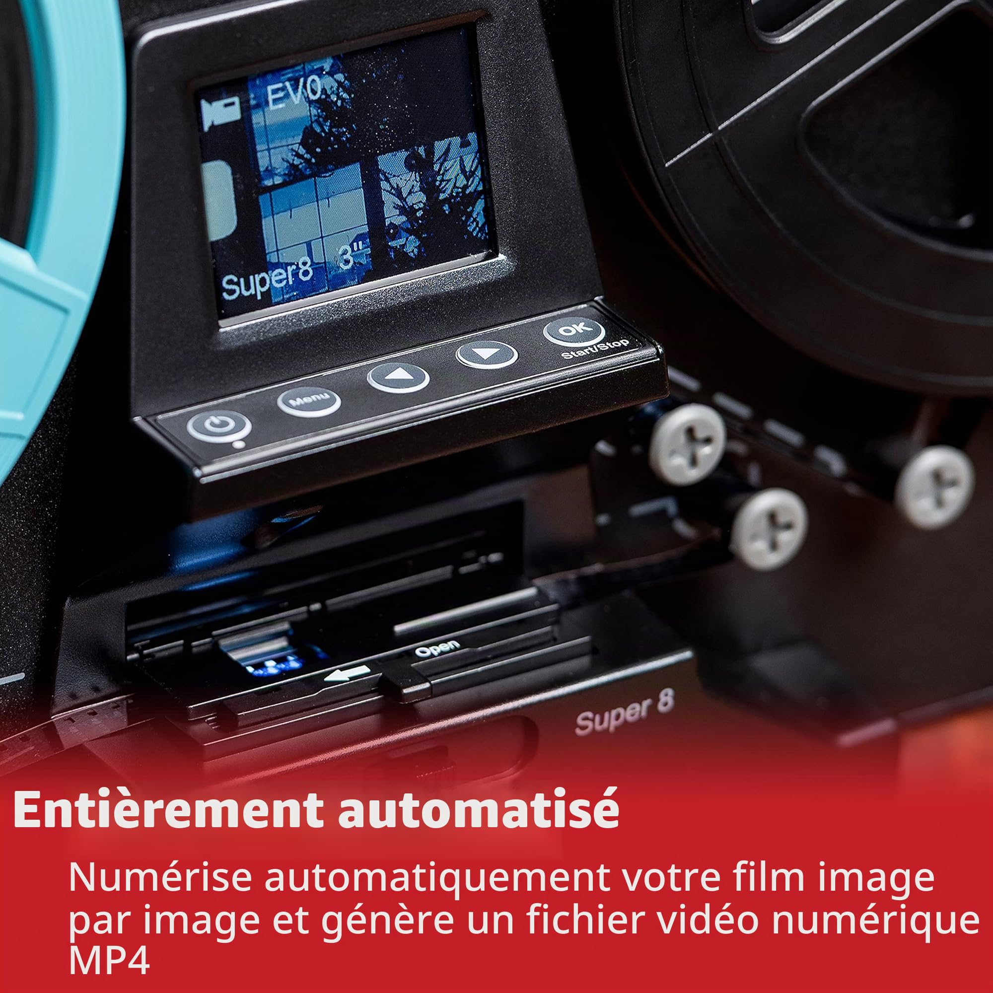 Magnasonic Scanner de Film Super 8/8 mm, convertit Le Film en vidéo numérique, écran Vibrant de 5,8 cm, numérisation et visualisation des bobines de Film Super 8/8 mm (FS81)