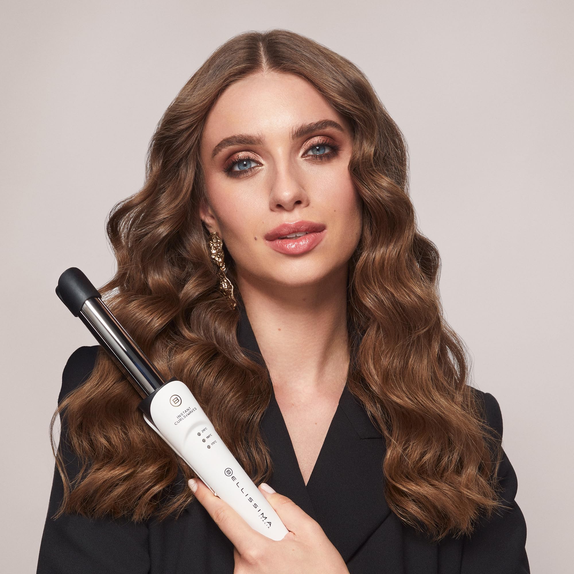 Bellissima Imetec Instant Curls & Waves Fer à Boucler pour Ondes Thermo Control Diamètre 25mm Température Réglable 170°C - 210°C Chauffage Rapide Arrêt Automatique Pince Câble