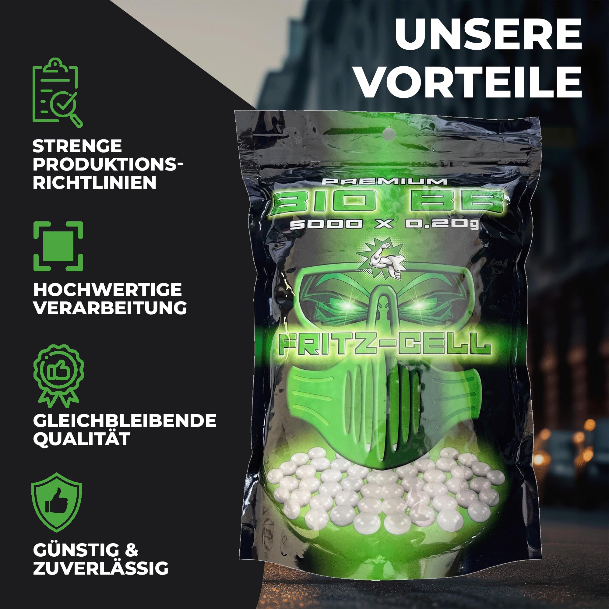 2 x Airsoft Softair Kugeln Fritz-Cell Premium Bio BBS 6 mm 0,20g Beutel 5000 Stück biologisch abbaubar