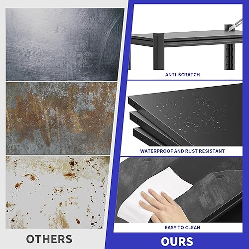 Miniatura 4 de Estantería de metal resistente de 5 niveles, 24 pulgadas de profundidad x 48 pulgadas de ancho x 72 pulgadas de alto, estilo industrial, estantes