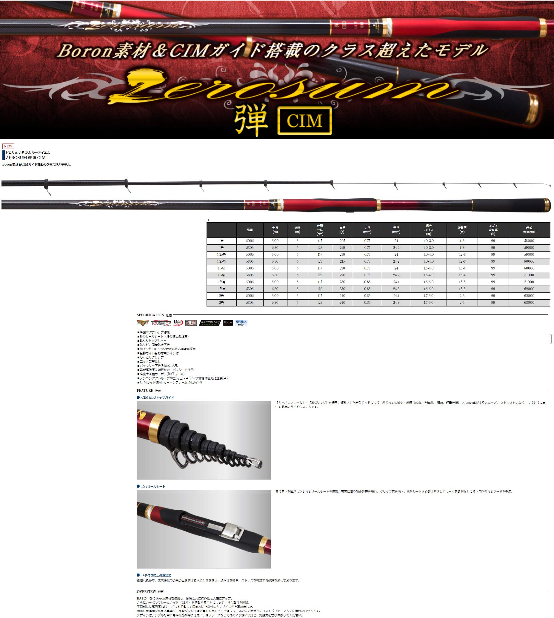 Amazon | 宇崎日新 ゼロサム 磯 弾 CIM 1号 5005 | Uzaki Nissin | 磯竿