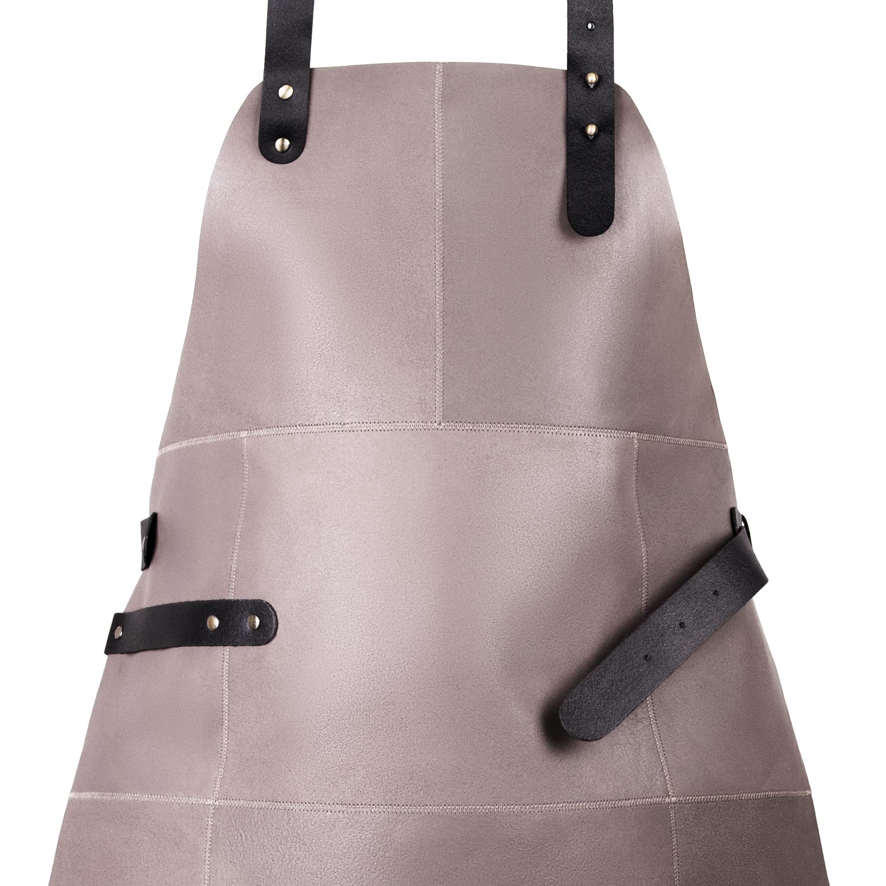 Premium Lederschürze aus hochwertigem Rauleder - Grillschürze - Kochschürze - Kellnerschürze - grau beige
