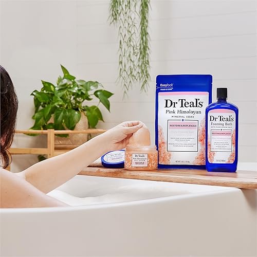 Miniatura 6 de Dr Teal's Exfoliante corporal de sal del Himalaya rosa, restaura y repone con sal de Epsom pura y aceites esenciales, 16 onzas (paquete de 3) (el