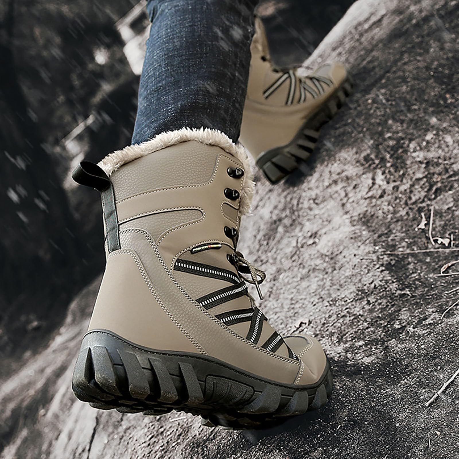 Botas de invierno para hombre, talla grande, para exteriores, para invierno, para nieve, desierto, de piel, tacón de bloque, para caminar por la ciudad fría, Chelsea, impermeables, antideslizantes