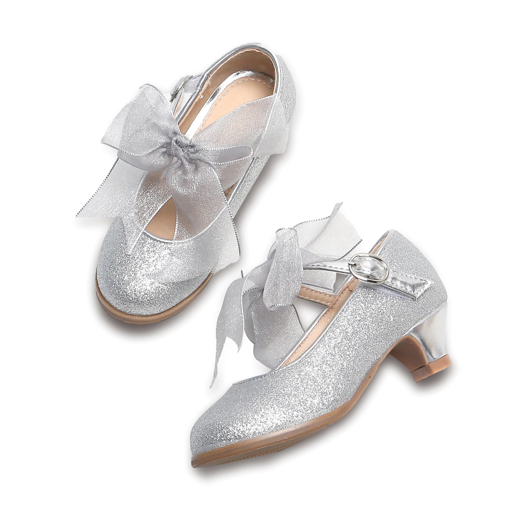 THEE BRON Girls Low Heel Dress Shoes Mary Jane Party Wedding Flower Girl Pumps