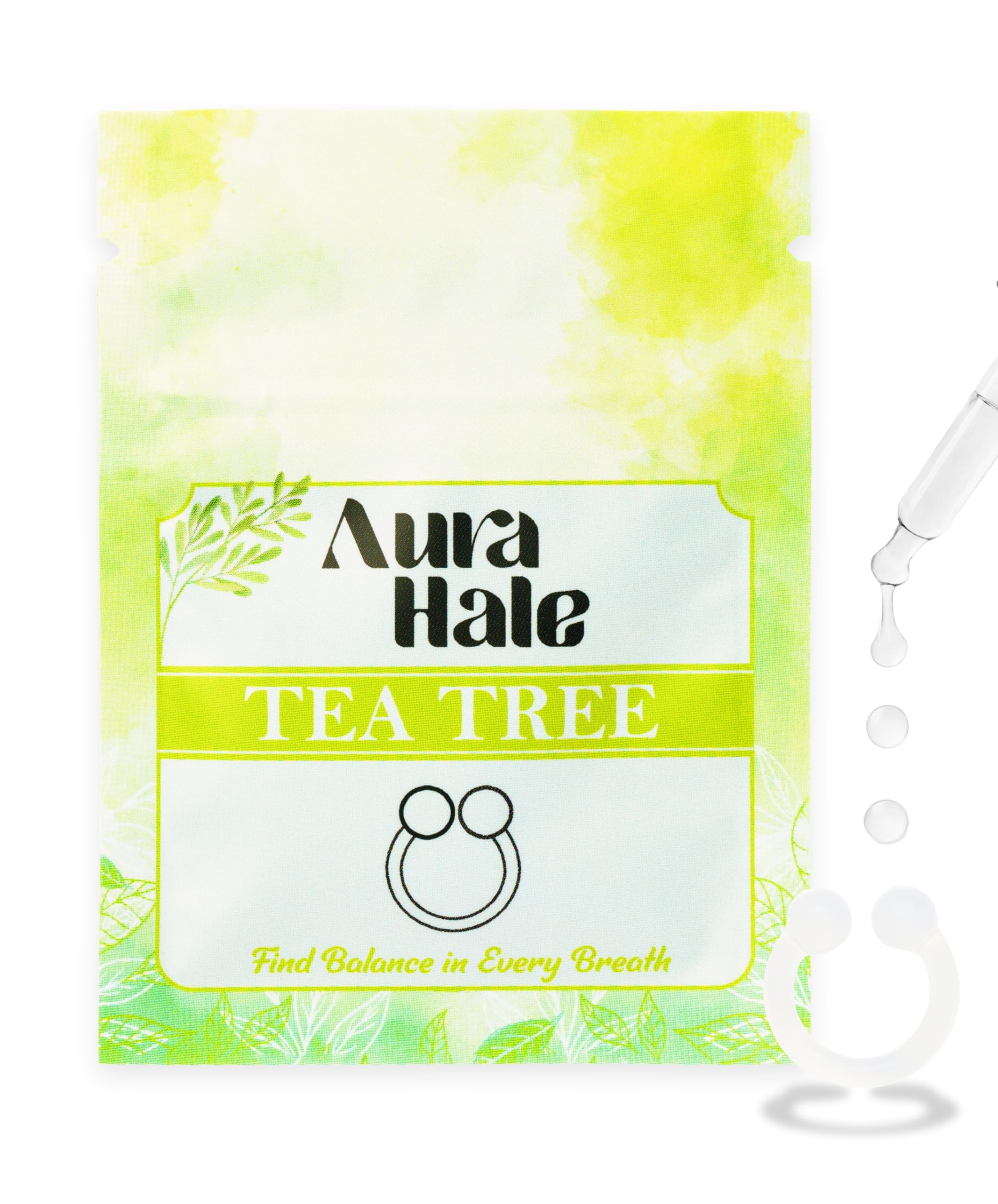 Aurahale Transparent Nasal Diffuser Ring – Tea Tree Scent For Emotional Cleanse, Clear Focus & Deep Breath | Wearable Aromatherapy | Medical-Grade Silicone | Organic Essential Oil Infused