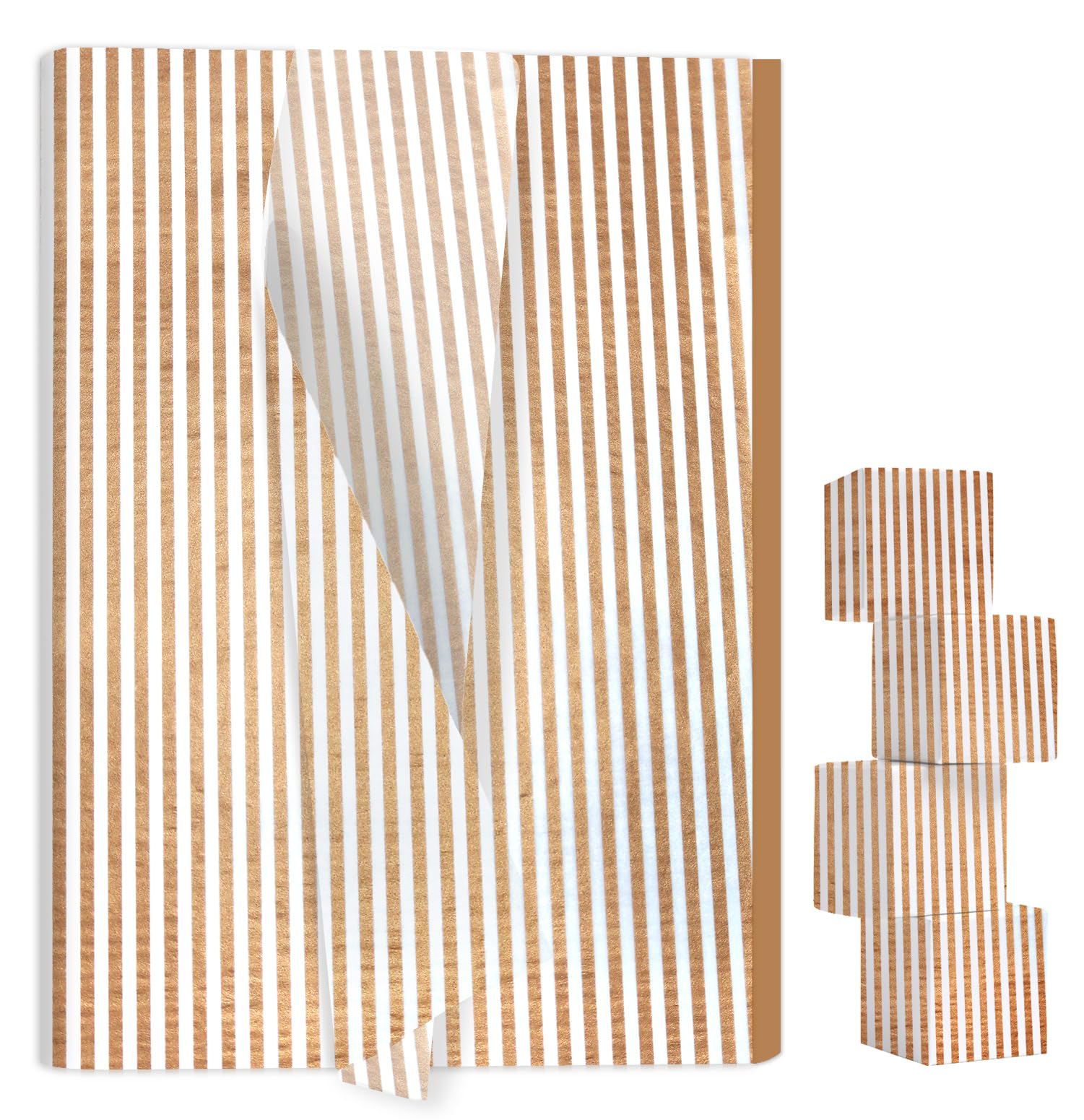 AVXINSOK 100 Sheets Rose Gold Foil Striped Tissue Paper 14 x 20 Inches Rose Gold Foil and White Striped Gift Wrapping Tissue Paper for Gift Bags Wedding Birthday Graduation Party Packaging Crafts