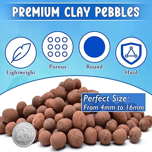 Vista 3 de ZeeDix Guijarros de arcilla de leca de 14 libras para plantas, bolas de leca expandidas de 0.16 a 0.63 pulgadas para hidroponía, medios naturales