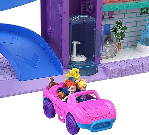 Miniatura 9 de Polly Pocket Muñecas y juegos Mega Mall con 3 micromuñecas coche de juguete y accesorios 6 pisos y ascensor Exclusivo de Tienda