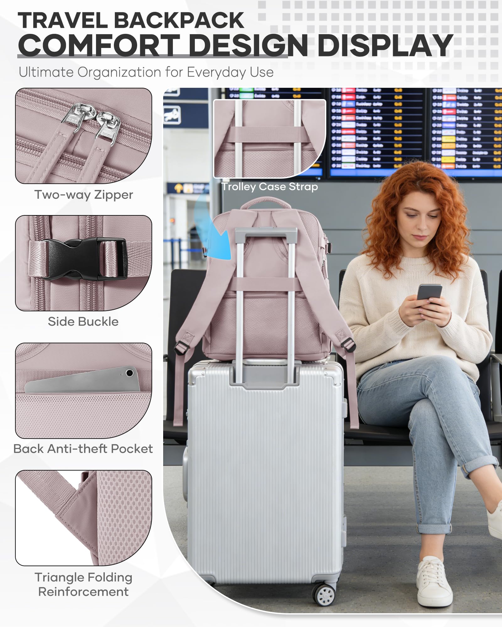 SZSYCN Zaino da Viaggio Aereo Cabina Ryanair 40x30x20 Wizzair Borse da Cabina per Ryanair 40x20x25 Bagaglio a Mano Easyjet 45x36x20 Zaino Multitasche Uomo Casual Borsa per Computer Portatile