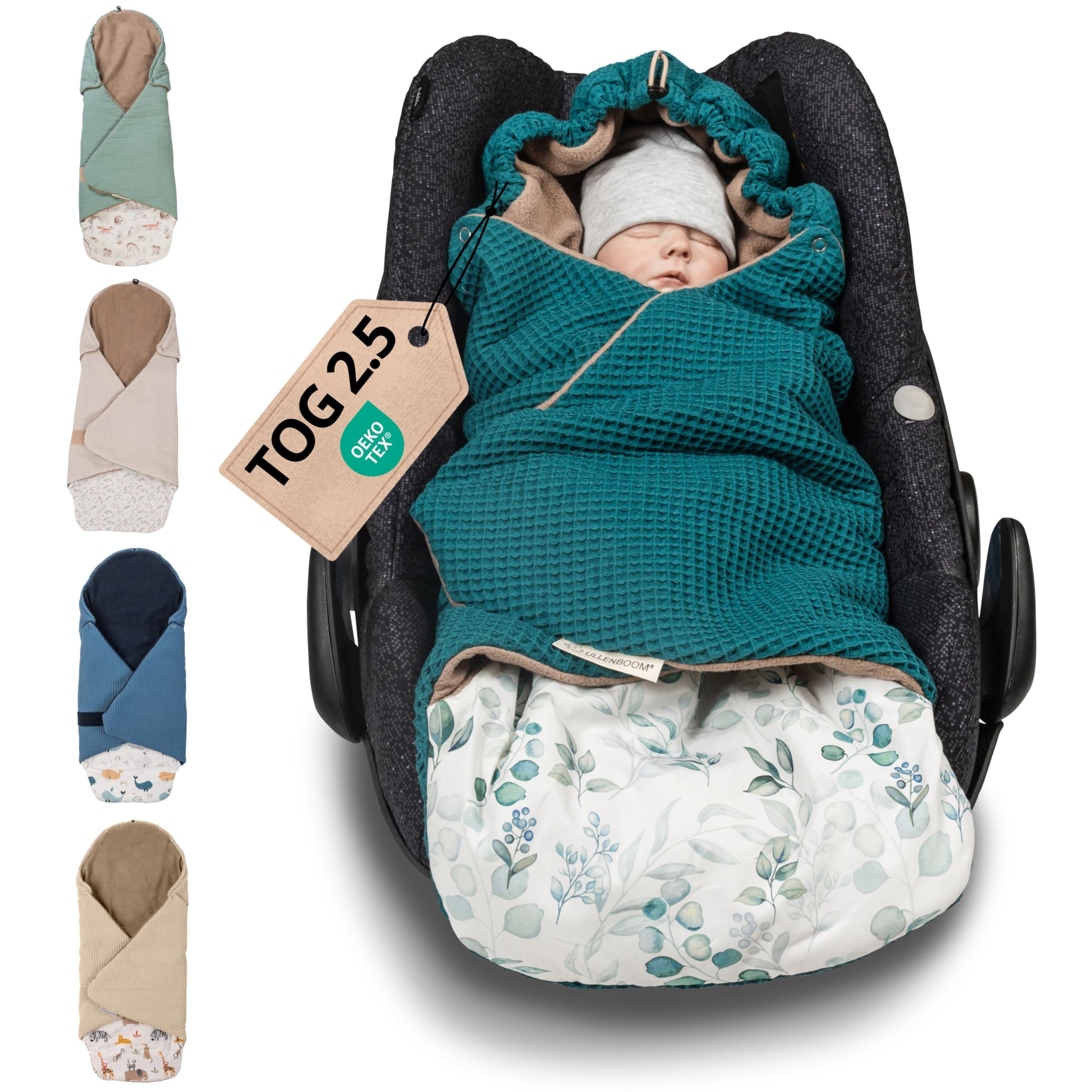 ULLENBOOM Einschlagdecke Babyschale – Ideal für Herbst und Winter, Oeko-TEX Materialien, Made in EU – Babydecke für Kindersitz, Kinderwagen & Buggy, 0-9 Monate (2,5 TOG)