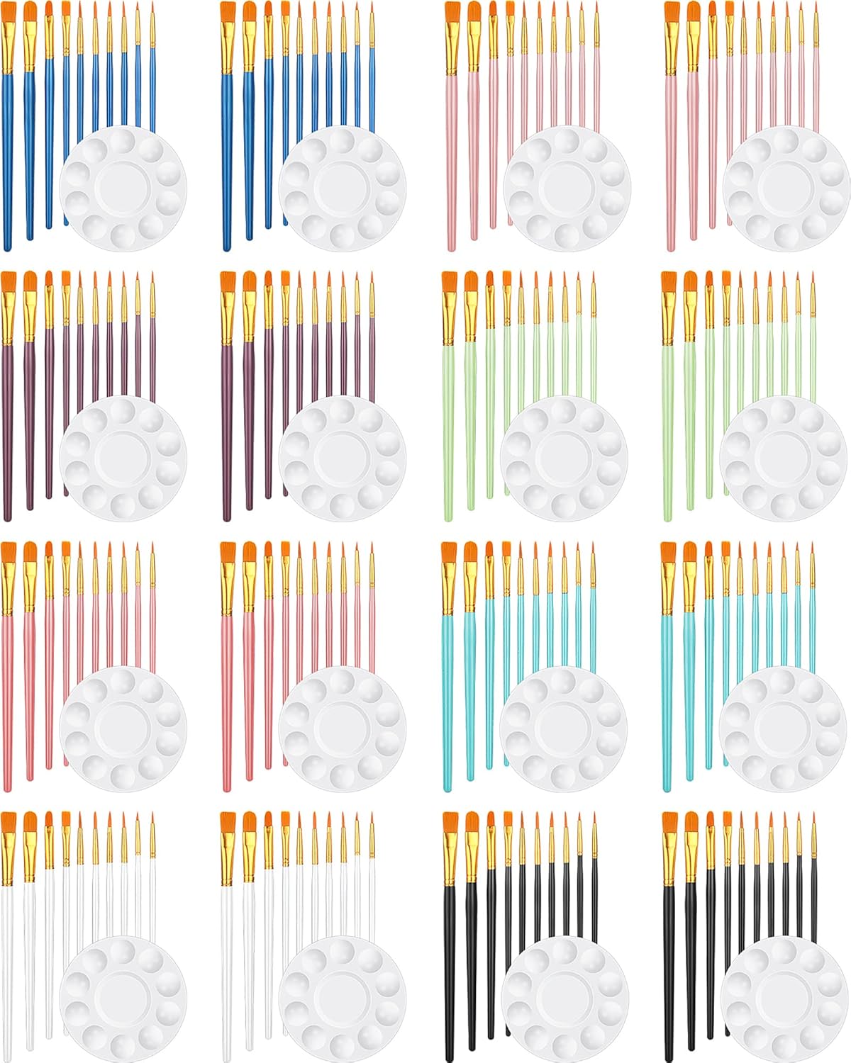 Juego de 16 pinceles de pintura, juego de 176 piezas de suministros de pintura, incluye 160 pinceles de pintura acrílica coloridos, 16 paletas de