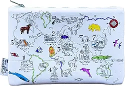 eatsleepdoodle Estojo de lápis de mapa do mundo de colorir DIY para crianças com 10 peças de marcadores laváveis, organizador de suprimentos de arte reutilizável, atividades divertidas de artes e