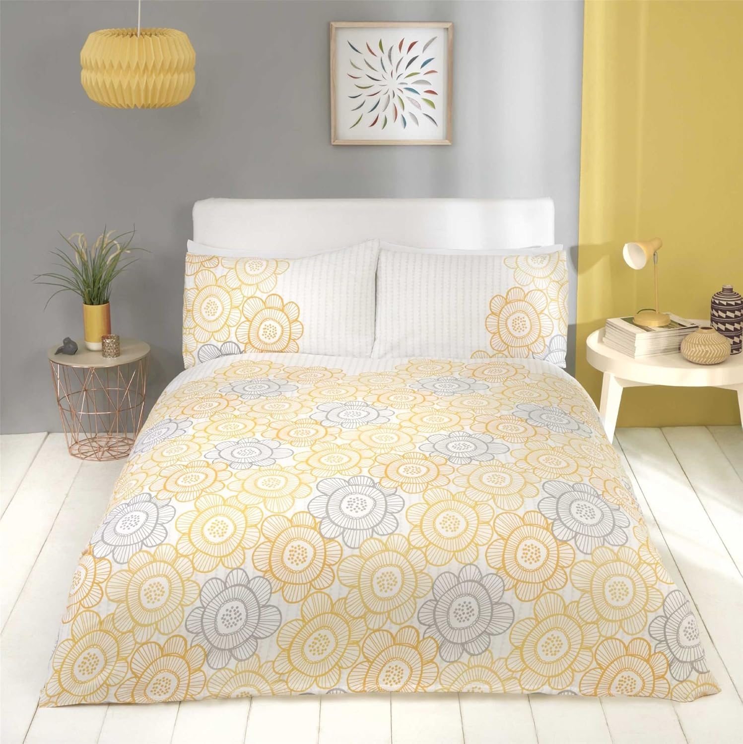 Rapport Home Yellow Single Quilt Duvet Cover Bedding Bed Set Floral