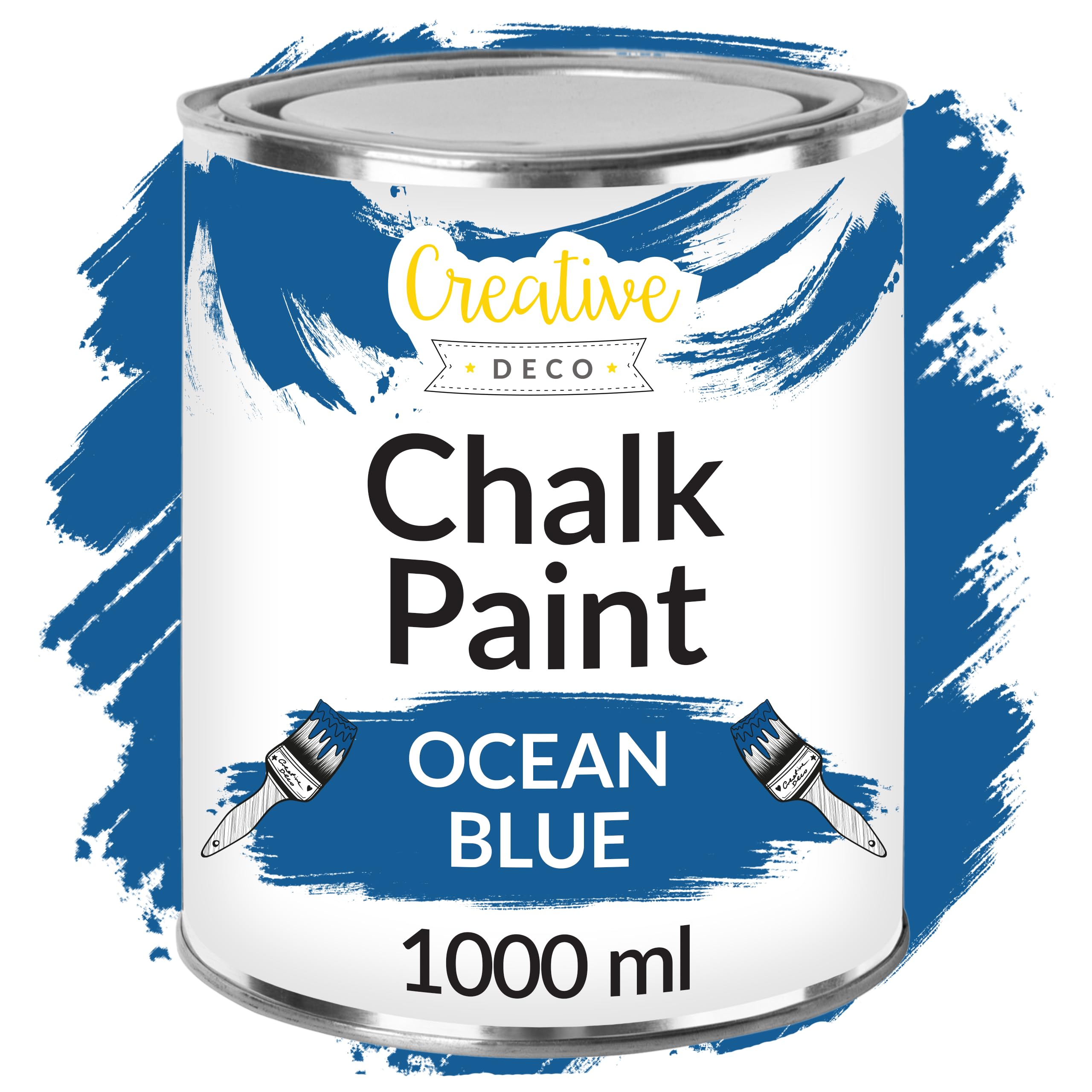 Creative Deco Ocean Blue Chalk Paint for Furniture | 1L | Deep Blue Matte & Chalky Finish | Smooth Touch for Interiors | Quick Dry | Navy Furniture Paint for Wood & Renovation