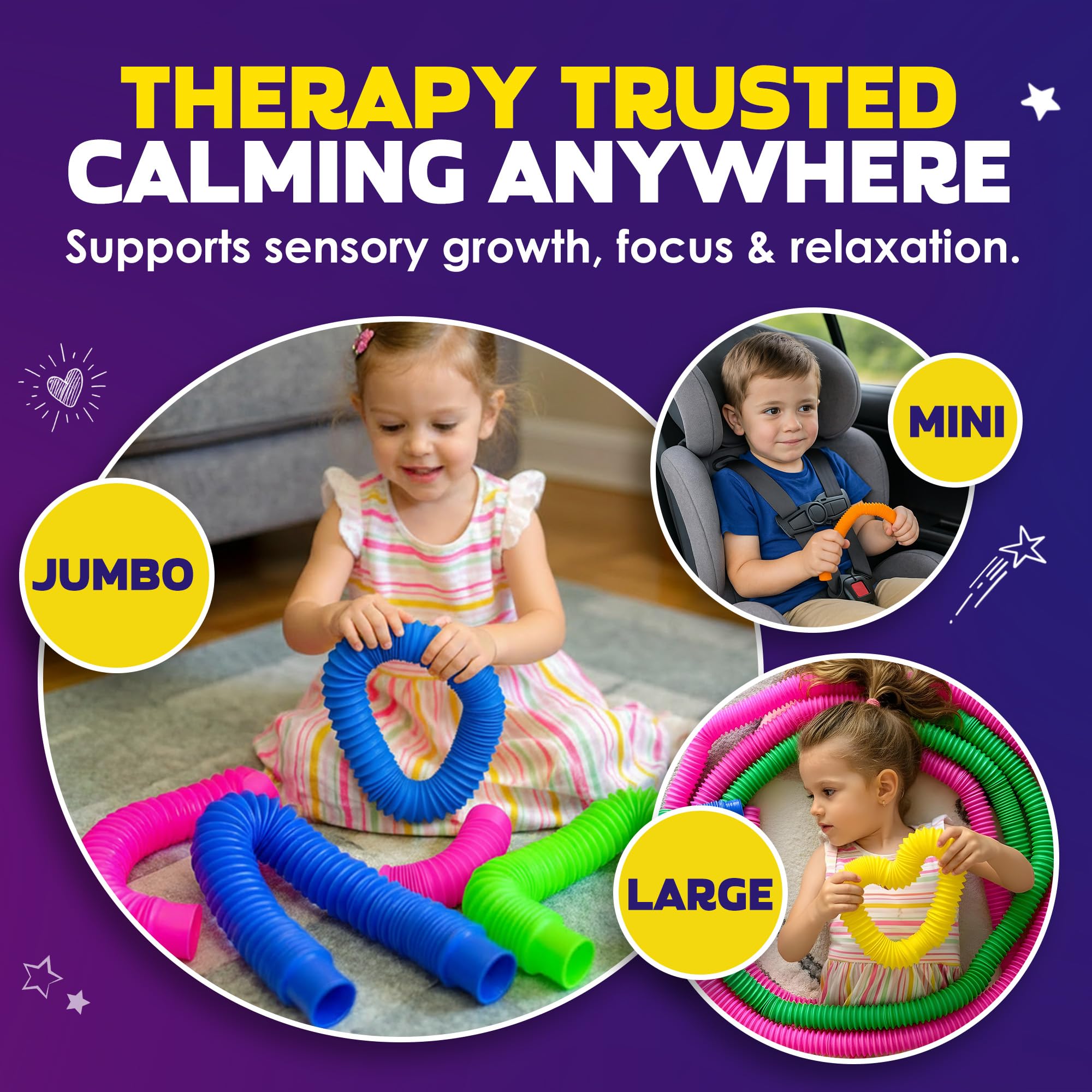 unitedessentialgoods Pop Tubes - Large 8-Pack Sensory Toys - Creative STEM Learning for Kids & Toddlers - Connect & Pop! Top ADHD Autism Fidget 2026, Best Boy & Girl Valentines Day and Easter Basket Gifts Idea 6