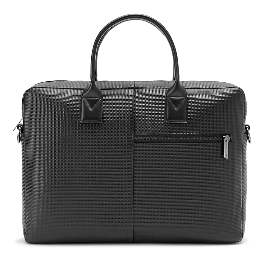 DAVIDOFF PARIS Briefcase – Valigetta uomo in pelle – Borsa porta pc per laptop da 13/14 pollici – Elegante borsa uomo tracolla per lavoro e ufficio – Nero