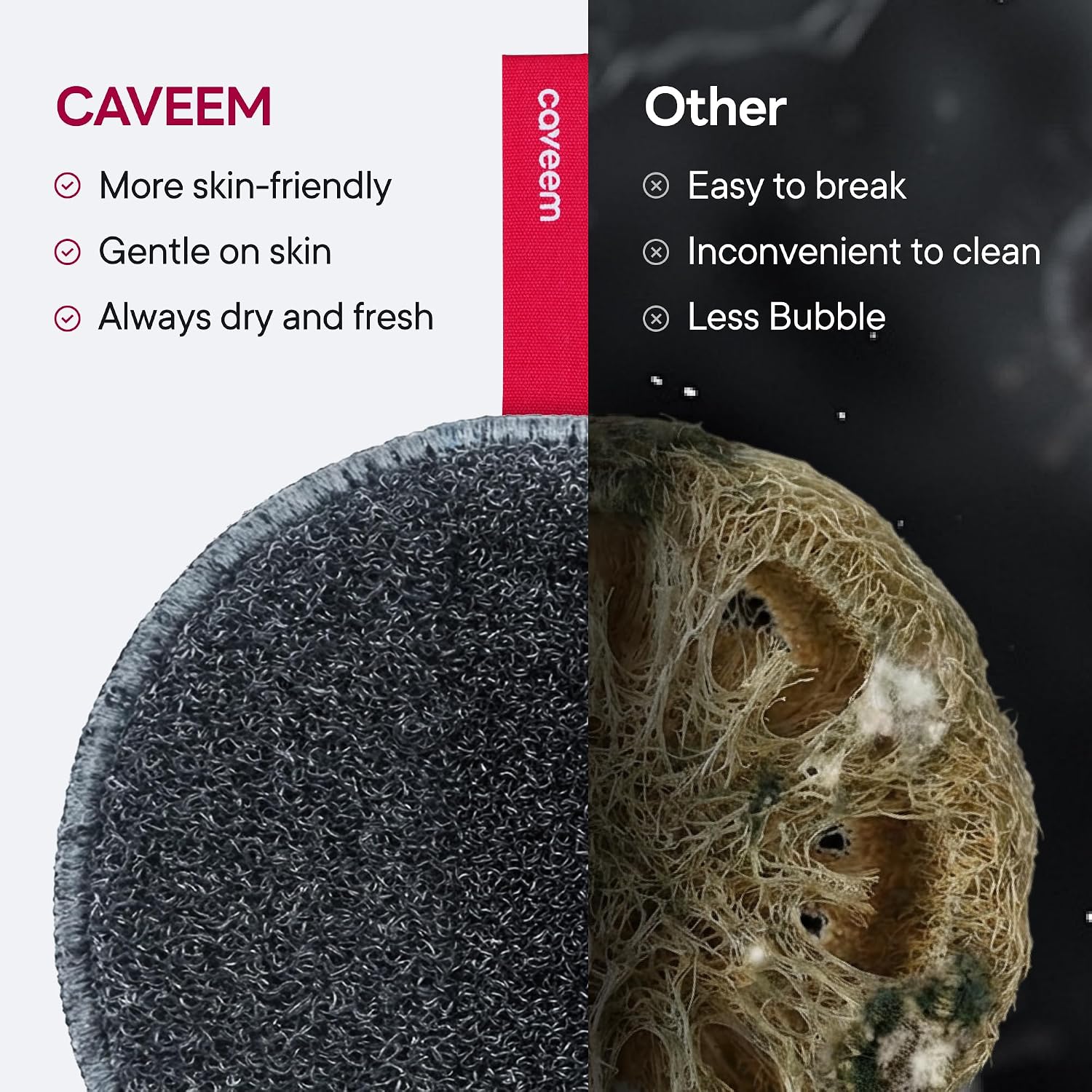 Caveem Exfoliating Body Scrubber, Bath Body Scrubber, 2 Pack, Dark Grey