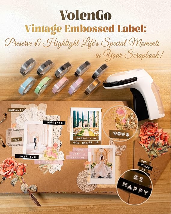 Embossing Label Maker, Scrapbook Junk Journal Supplies Kit, Embossed-Labels