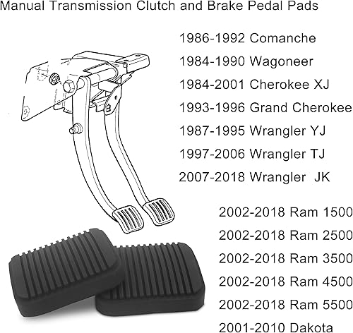 Miniatura 5 de Almohadillas de Pedal de Freno Sheisor, Almohadillas de Pedal de Embrague de Reemplazo Compatibles con Jeep Cherokee XJ, Comanche MJ, Grand Cherokee