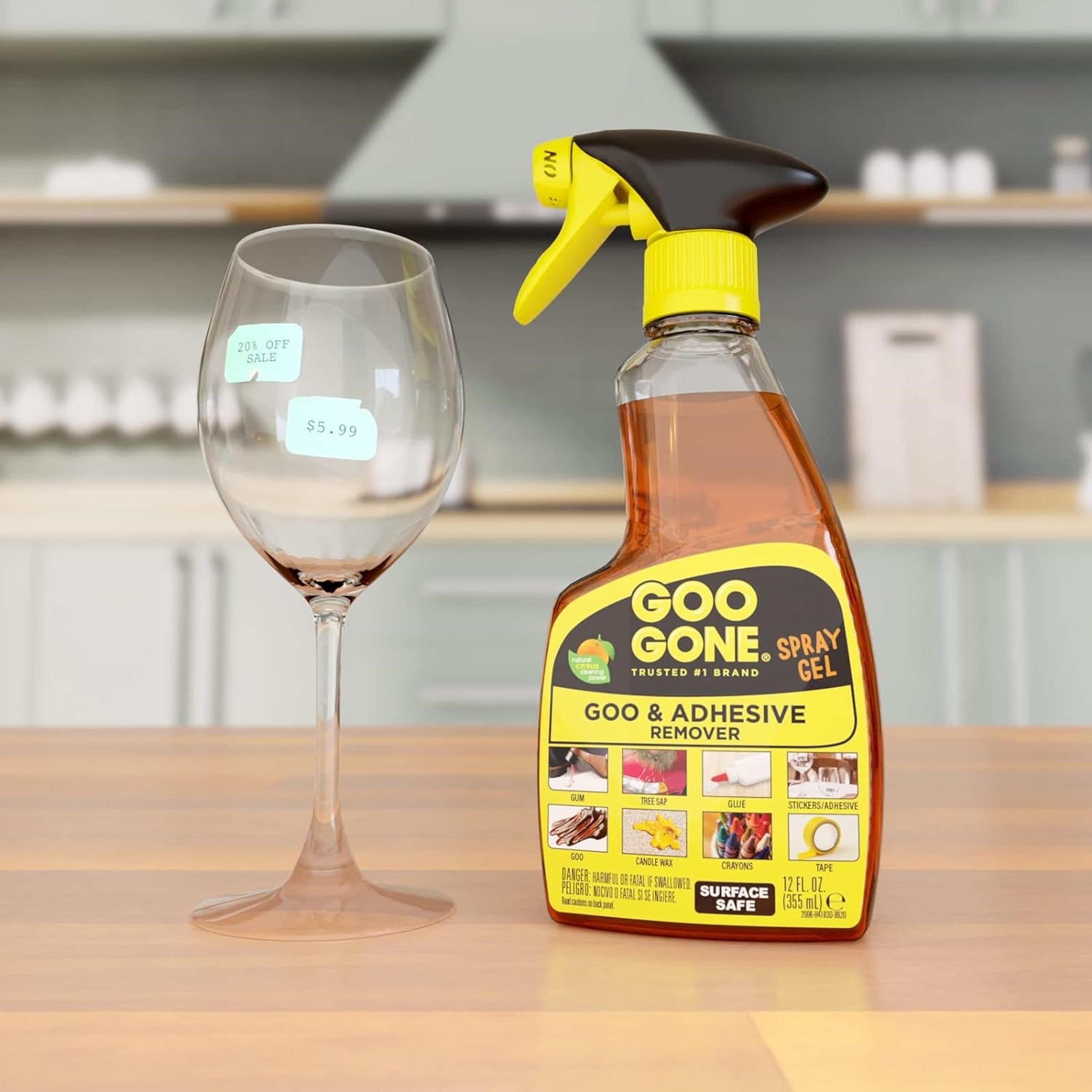 Goo Gone Adhésif Décapant Gel en Spray, 2 paquets avec décolleur | Formule Sans Gouttes, Sûr pour les Surfaces, Élimine les Autocollants et le Ruban
