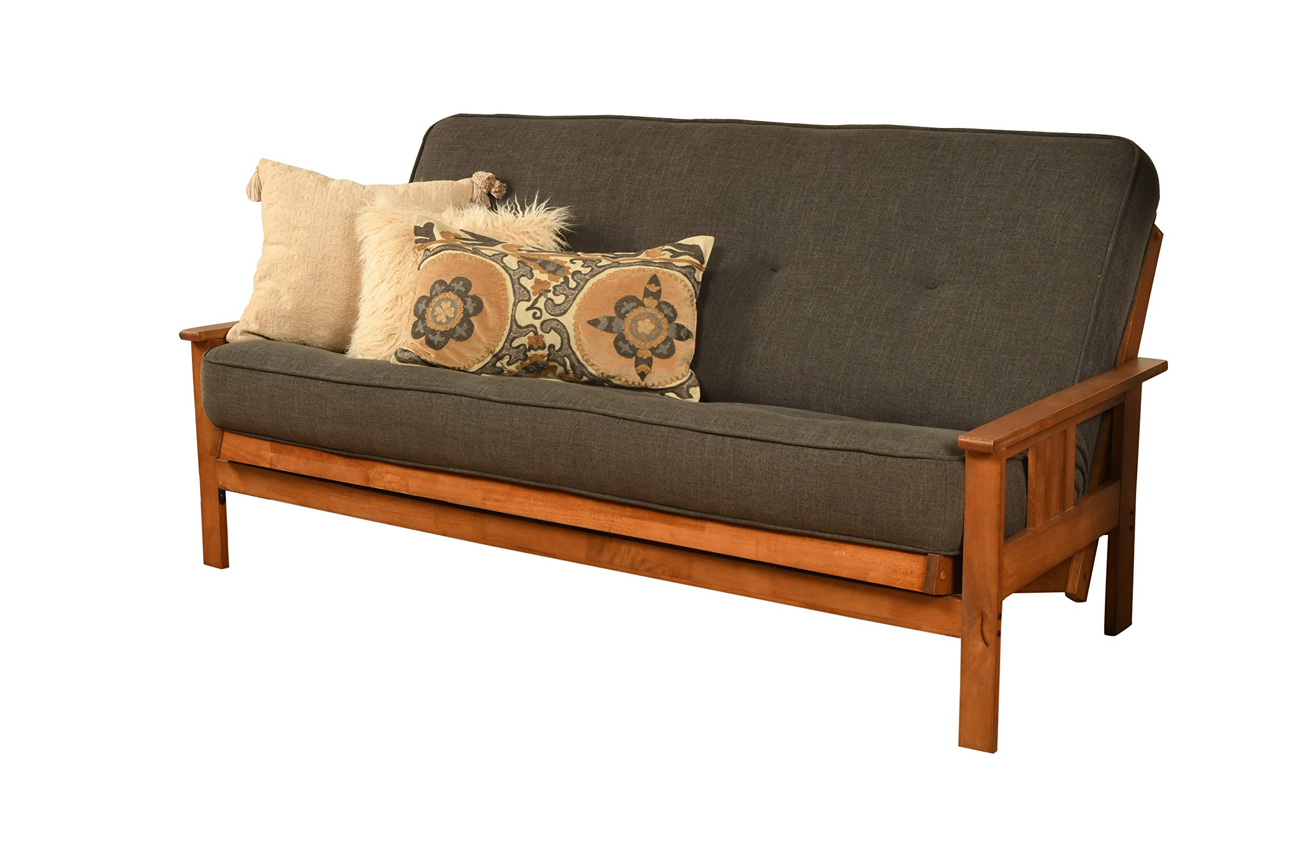 Kodiak Furniture Monterey Futon Set with Barbados Finish, Full, Linen Charcoal