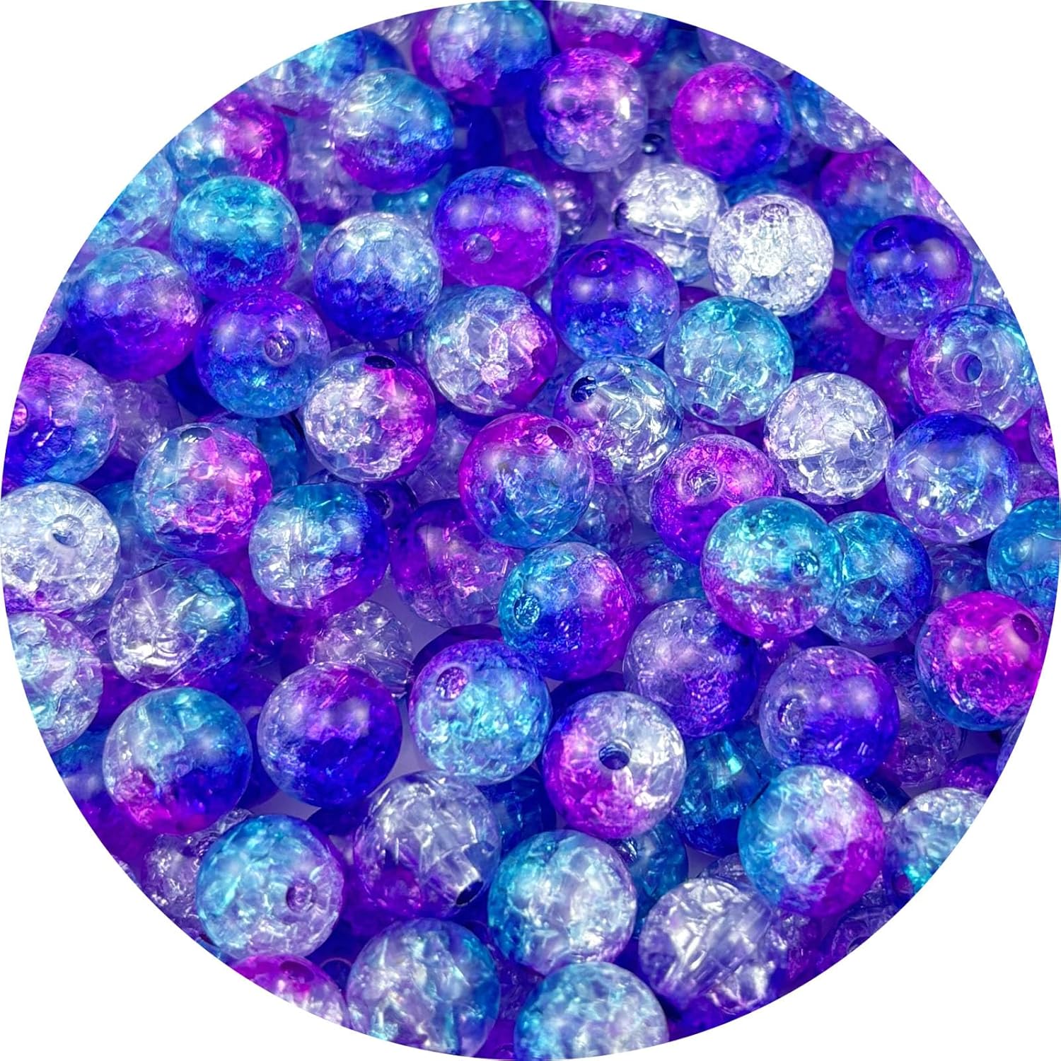 Jmassyang 300 Pieces 8mm Acrylic Crackle Beads Crystal Round Plastic Spacer Bead for DIY Decoration Necklaces Bracelets Earrings Jewelry Making(Rose Red-Blue)