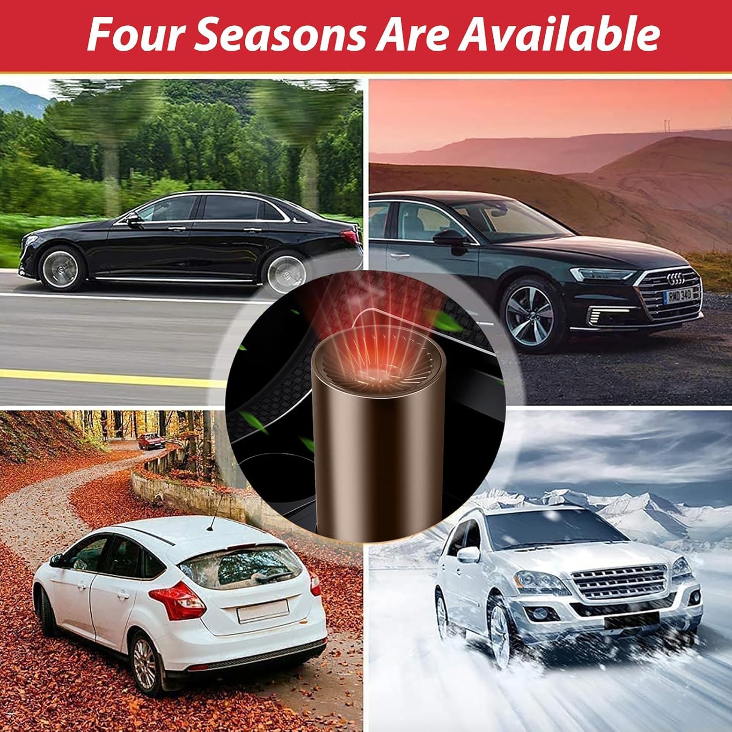 Auto Heizung, 12V Tragbare Heizung, Zigarettenanzünder Plug-In Defroster, 2-in-1 Heizung & Kühlung Schnelles Auftauen Defogger mit Saugnapfhalter