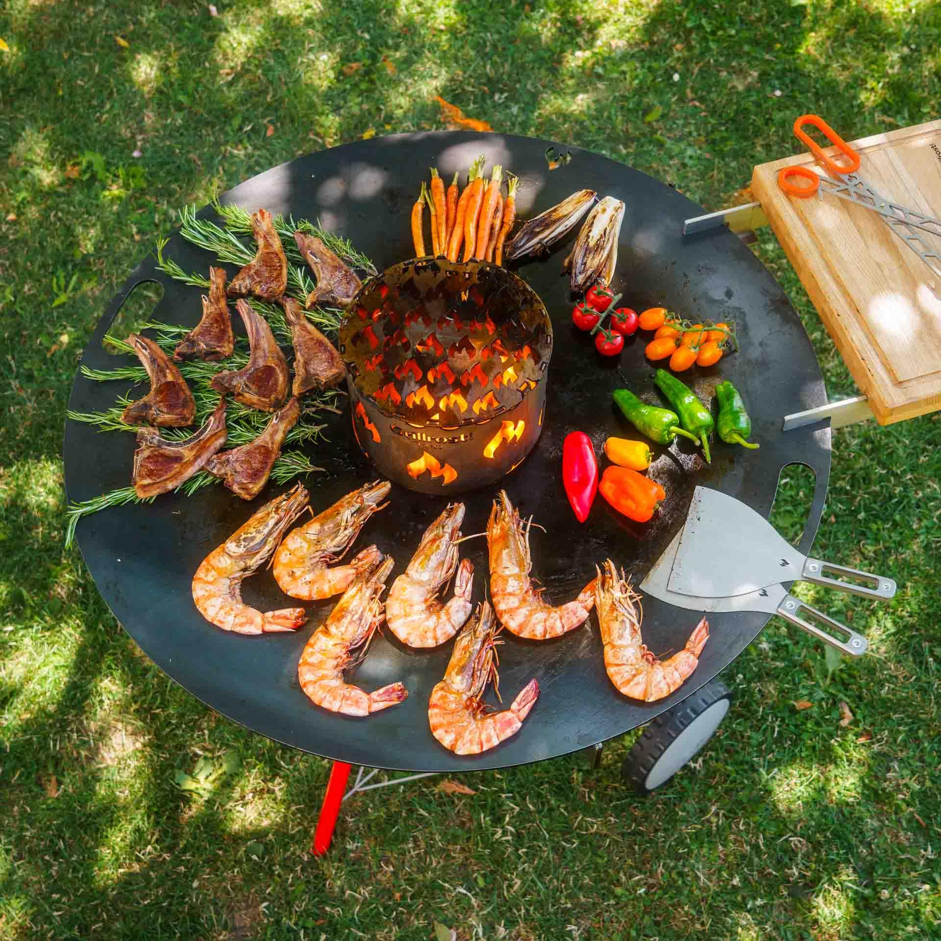Grillrost.com Das Original Brasero Plancha 80cm - Plaque de Grill Massive 5mm pour Tonneau ou Vasque à Feu - Made in Germany