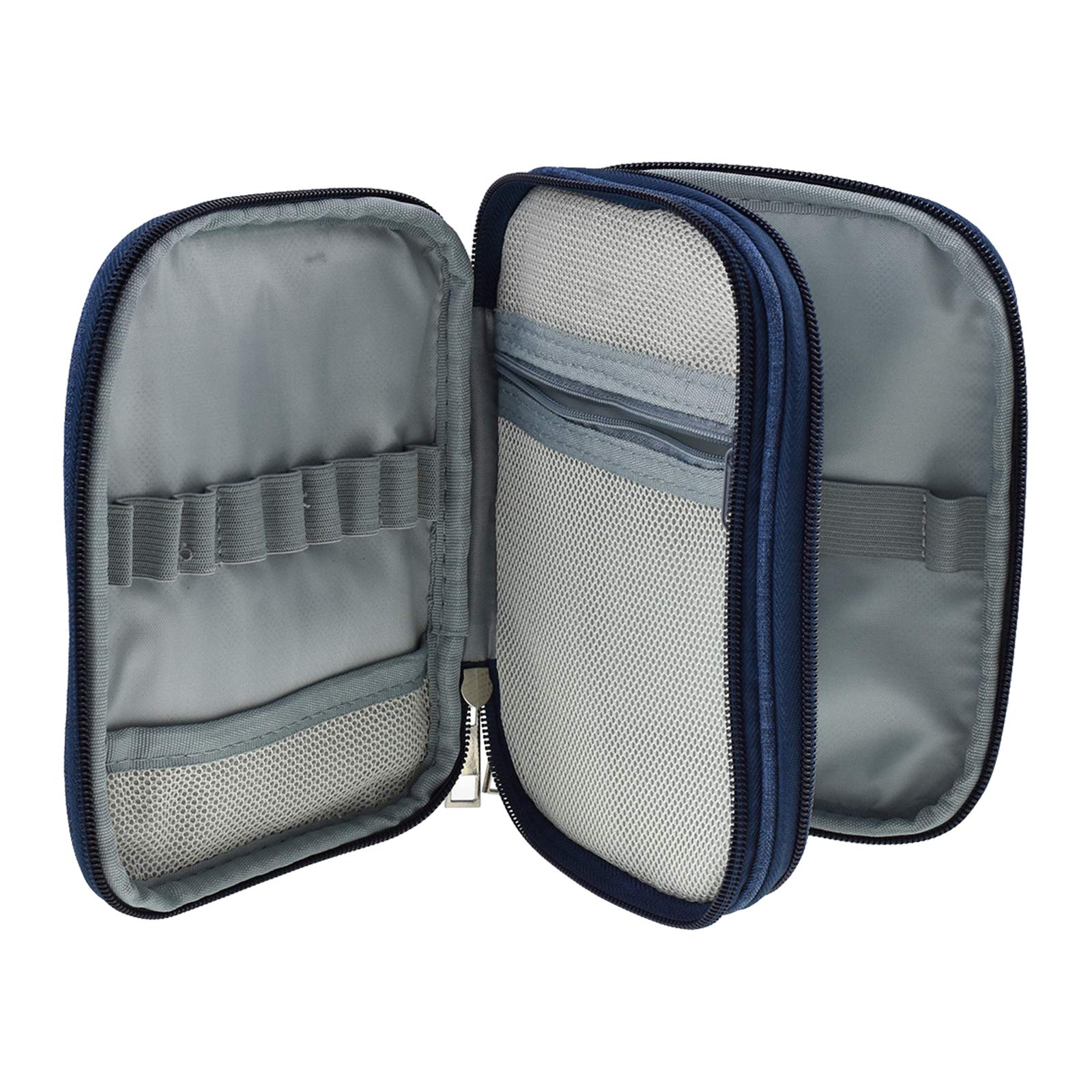 Juego de 5 bolsas de almacenamiento con cremallera para ganchos de ganchillo, color azul