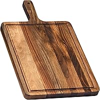 WoodiePoppins Premium American Dark Walnut Cutting Board with Handle & Juice Groove - 16x9 Charcuterie Serving Board