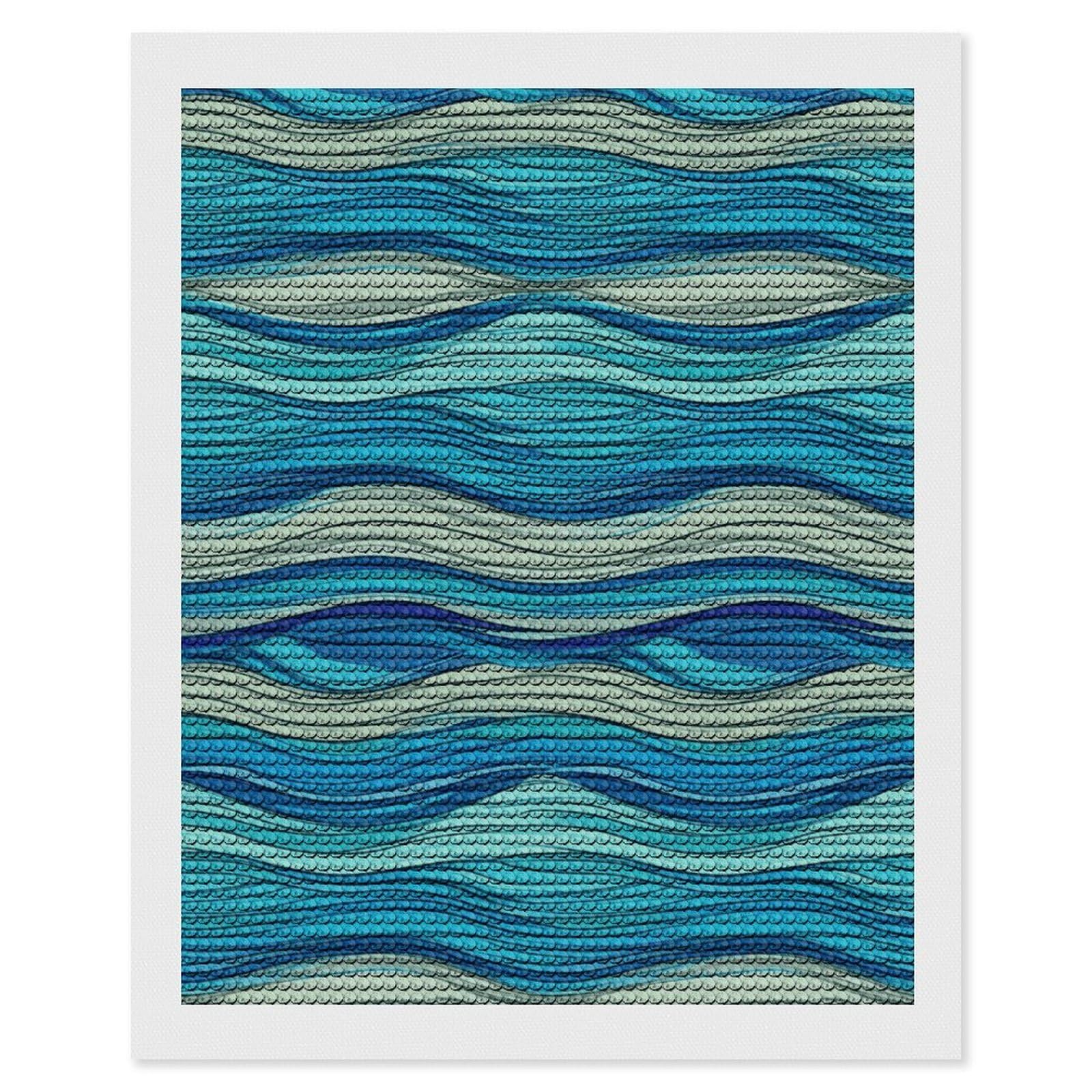 FekiLoot Ocean Stripe Pattern Diamond Art Kits for Adults Diamond Painting Kits for Beginners DIY Diamond Art Kits Round Full Drill Diamond Dot Gem Painting for Home Wall Decor Gift 16"x20"