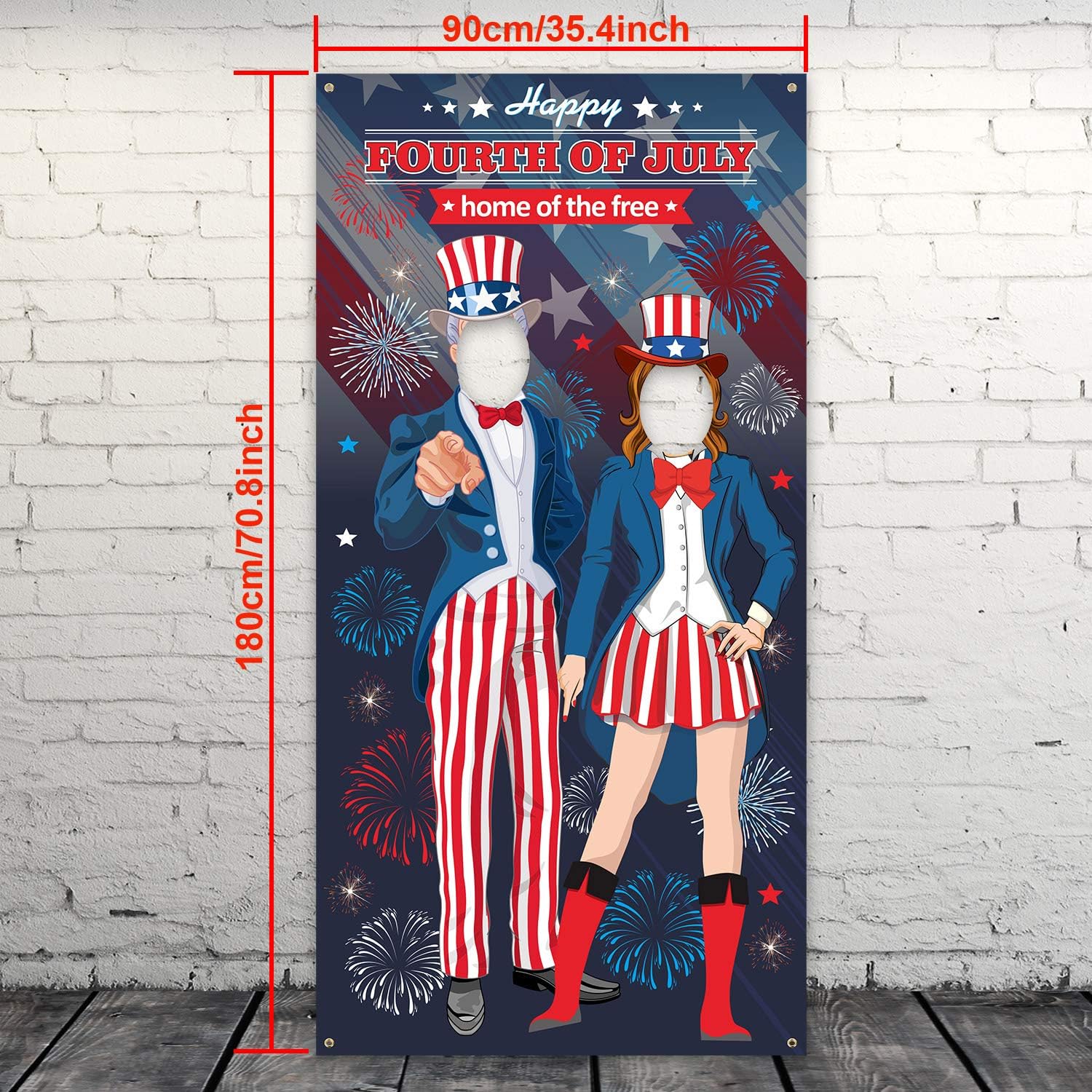 Patriotic Fourth of July Photo Door Banner Photo Backdrop Prop, Large